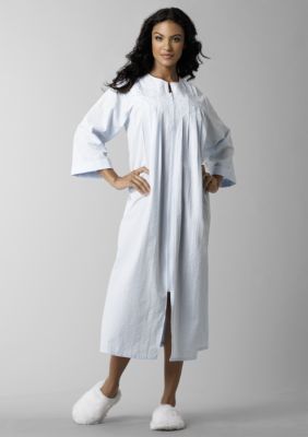 Miss Elaine Long Seersucker Zip Front Robe.