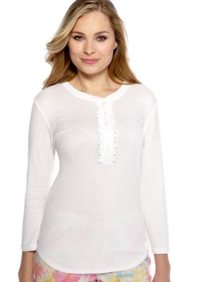 Lauren Ralph Lauren Ruffle Front Henley Sleep Shirt