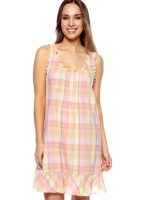 Lauren Ralph Lauren Ruffled Plaid Short Gown