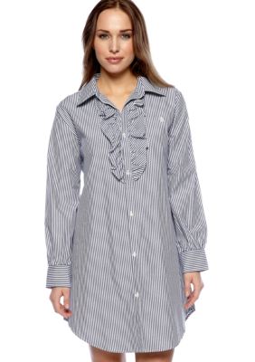 Lauren Ralph Lauren Striped Ruffled Sleep Shirt