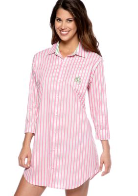 Lauren Ralph Lauren Pink/Green Woven Sleep Shirt