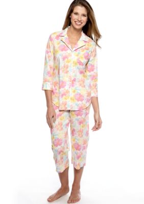 Lauren Ralph Lauren Notch Collar Two-Piece Pajama Set