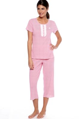 Lauren Ralph Lauren Striped Knit Capri Pajama Set