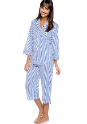 Lauren Ralph Lauren Striped Notch Collar Pajama Set