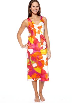 N Natori Floral Print Long Gown