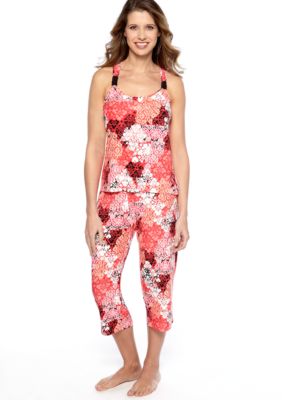 ND Intimates Damask Scroll Print Capri Pajama Set