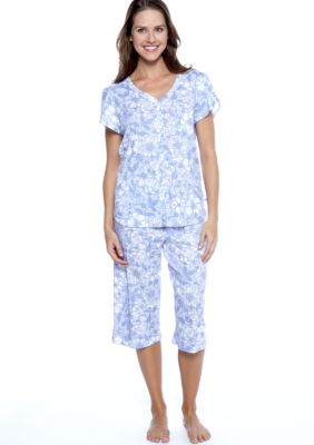 Karen Neuburger Short Sleeve Cardigan Capri Pajama Set