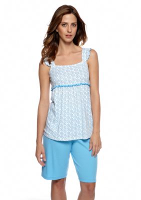 Karen Neuburger Ditsy Scroll Tank Short Pajama Set