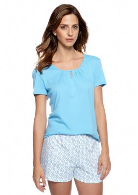 Karen Neuburger Ditsy Solid Short Pajama Set