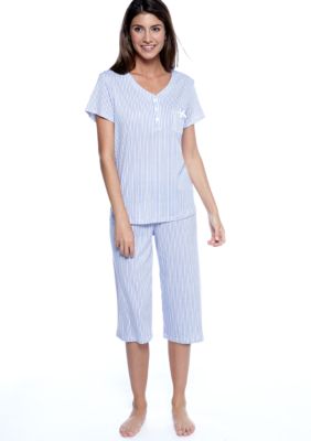Karen Neuburger Short Sleeve Henley Capri Pajama Set