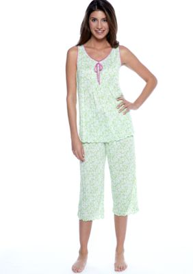 Character Sleeveless Crinkle Floral Crop Pajama Set