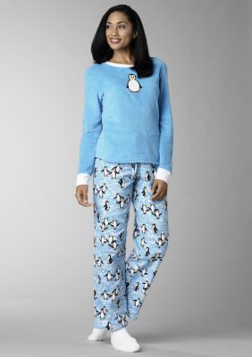 Character Plush Top with Flannel Pant Pajama