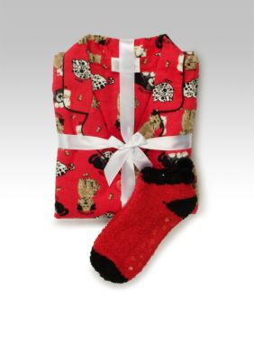 Character Novelty Notch Collar Pajama with Matching Sock