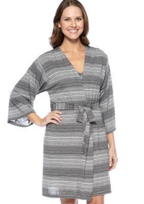 Jones New York Striped Knit Short Wrap Robe