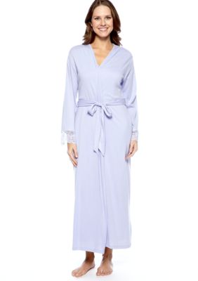 Jones New York Lace Trimmed Solid Long Robe