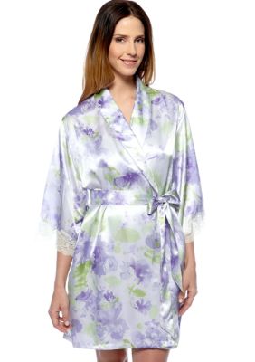 Jones New York Floral Print Short Wrap Robe