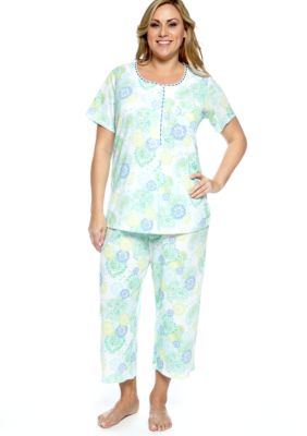 Kim Rogers Plus Size Paisley Print Pajama Set