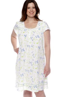 Kim Rogers Plus Size Blue Floral Flutter Gown
