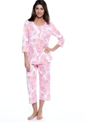 Kim Rogers Pink Paisley Knit Pajama Set