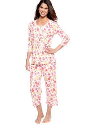 Kim Rogers Pink Floral Knit Pajama Set