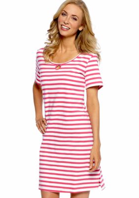 Kim Rogers Pink Stripe Sleep Shirt with Keyhole