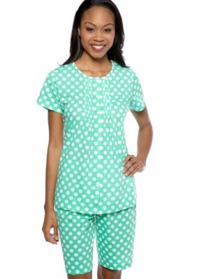 Kim Rogers Green Polka Dot Shorty Pajama Set