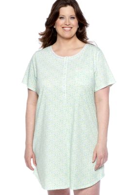 Kim Rogers Plus Size Blue Ditsy Sleep Shirt