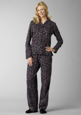 HUE Dot Notch Collar Pajama