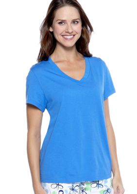HUE Short Sleeve V-Neck Sleep Tee