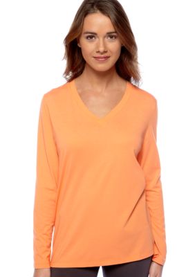 HUE Solid Long Sleeve V-Neck Pajama Tee