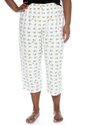 HUE Plus Size Grasshopper Print Capri Pajama Pant