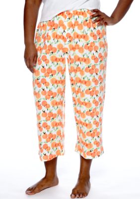 HUE Plus Size Orange Print Capri Pajama Pant