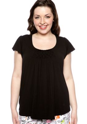 HUE Plus Size Sleep Tee With Diamond Pleating