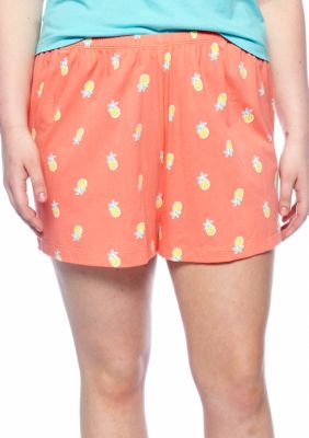 HUE Plus Size Pineapple Boxer Sleep Shorts