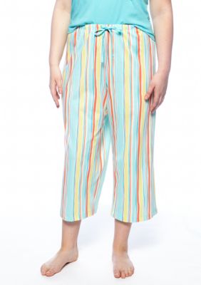 HUE Plus Size Striped Capri Pajama Pant