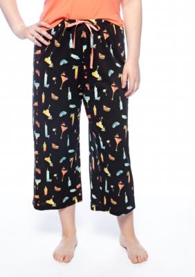 HUE Plus Size Rainbow Cocktails Capri Pajama Pant