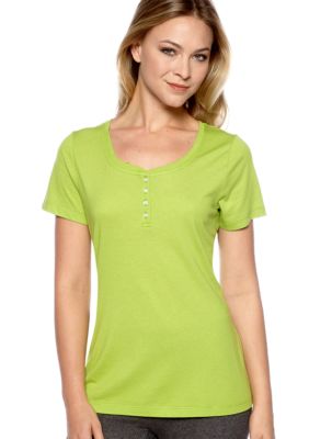 ND Intimates Lime Short Sleeve Henley Sleep Tee
