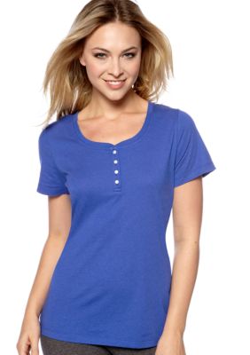 ND Intimates Acai Berry Short Sleeve Henley Sleep Tee