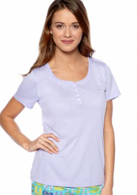 ND Intimates Purple Short Sleeve Henley Sleep Tee