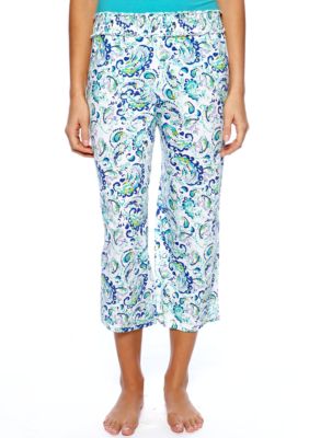 ND Intimates White Paisley Knit Sleep Capri