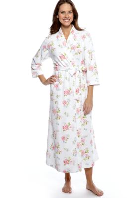 Carole Hochman Waffle Knit Floral Print Long Robe