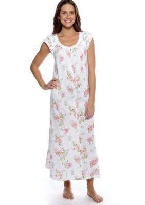 Carole Hochman Lace Trim Floral Long Gown