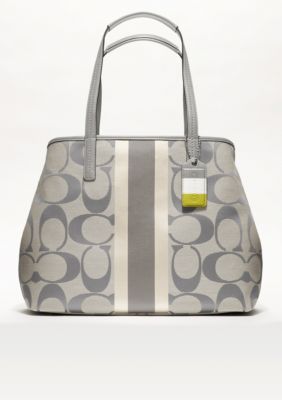COACH HAMPTONS WEEKEND SIGNATURE STRIPE MEDIUM TOTE