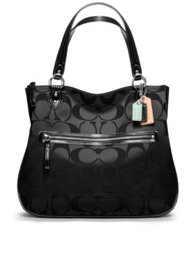COACH POPPY SIGNATURE SATEEN HALLIE EAST WEST TOTE