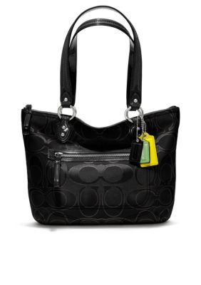 COACH POPPY METALLIC SIGNATURE SATEEN SMALL TOTE