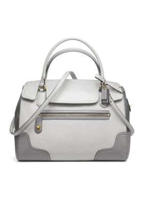 COACH POPPY COLORBLOCK LEATHER FLAP SATCHEL