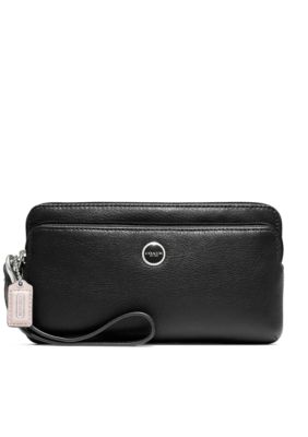 COACH POPPY LEATHER DOUBLE ZIP WALLET