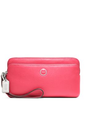 COACH POPPY LEATHER DOUBLE ZIP WALLET