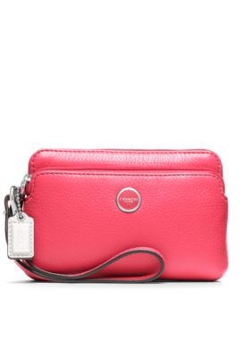 COACH POPPY LEATHER DOUBLE ZIP WRISTLET