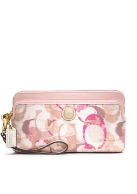 COACH POPPY STAMPED C DOUBLE ZIP WALLET